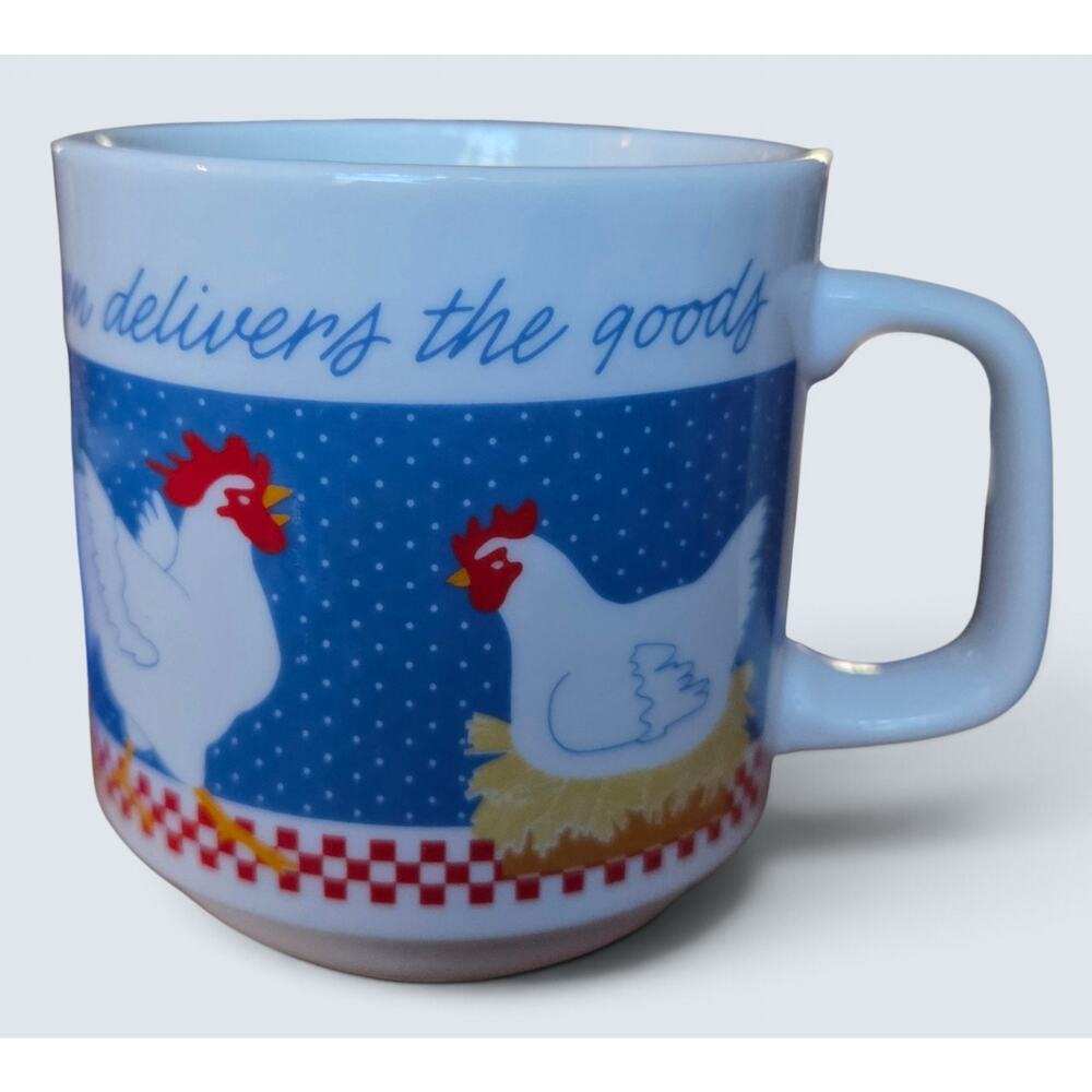 Vintage 1985 The Rooster May Crow But the Hen Delivers Mug By Current - Japan - Picture 4 of 9